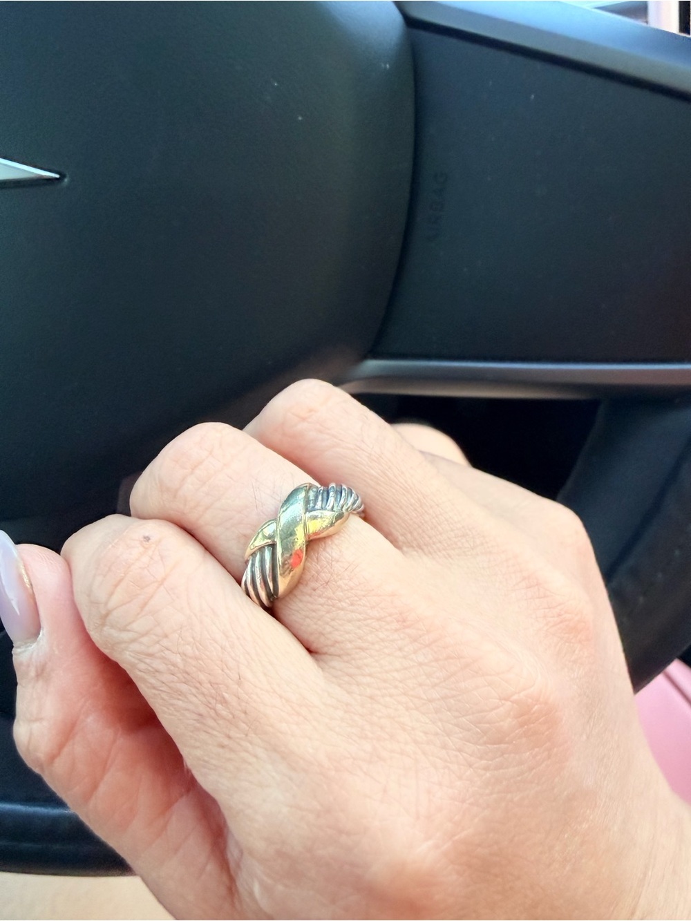 100% Authentic Rare David Yurman Two-Tone Twisted Cable Ring in Silver and Gold - Picture 6 of 16